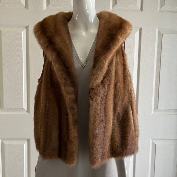 Mink Fur Vest in Cognac Colour - Vintage - Authentic - Picture 8 of 17